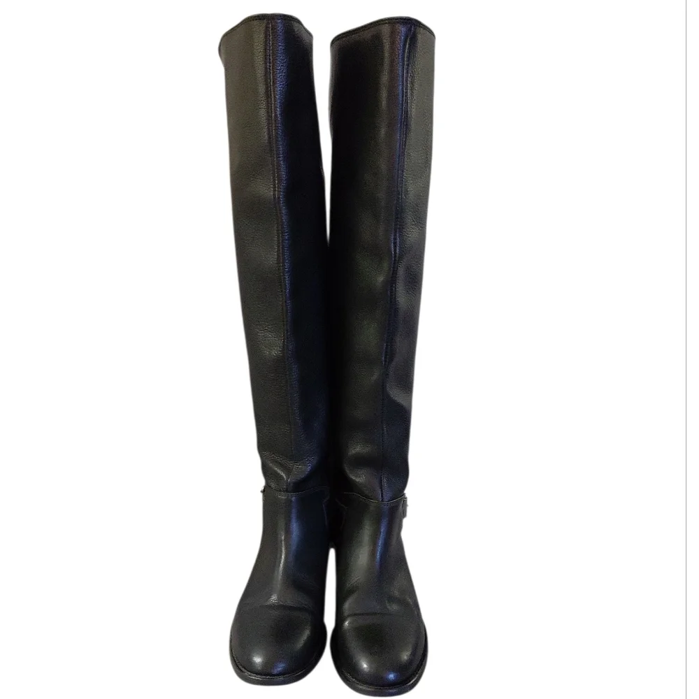 Madewell The Conor Black Riding Knee-High Black Leather Boots Size 6.5